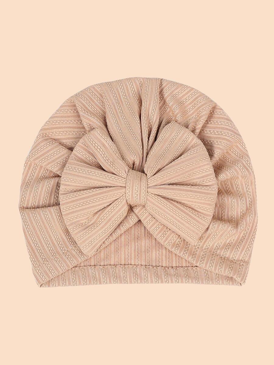 1入組嬰兒素色蝴蝶結裝飾滌綸頭巾 - 咖啡棕 - 查看 1