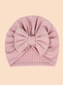 1pc Baby Plain Bow Decor Polyester Turban