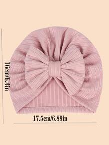 1pc Baby Plain Bow Decor Polyester Turban