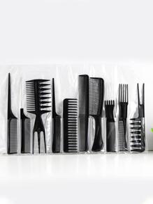 10 chiếc lược chải tóc trơn đơn giản dành cho cả nam và nữ dùng hàng ngày, dụng cụ tạo kiểu tóc, phụ kiện tóc - màu đen - Xem 5