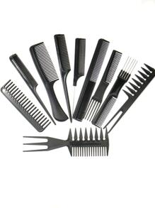 10 chiếc lược chải tóc trơn đơn giản dành cho cả nam và nữ dùng hàng ngày, dụng cụ tạo kiểu tóc, phụ kiện tóc - màu đen - Xem 1