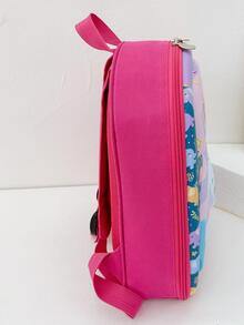 Chicas 1 pieza Mochila con estampado de elefante de dibujos animados y letra - Rosa Fucsia - Ver 3