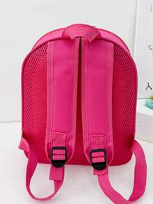 Chicas 1 pieza Mochila con estampado de elefante de dibujos animados y letra - Rosa Fucsia - Ver 4