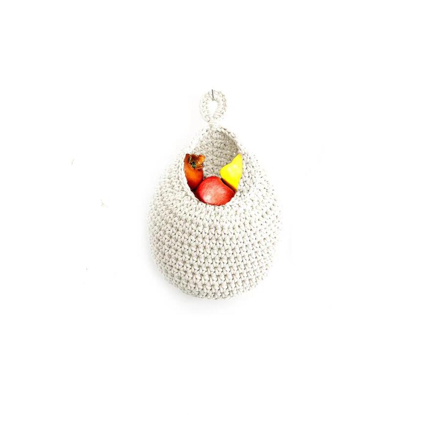1pc White Woven Rope Garden Themed Nest-like Storage Net - White - View 1