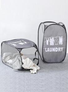 1pc Giỏ giặt lưới màu xám - Xám - Xem 5