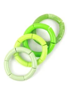4 Cái/bộ Acrylic Xanh Phân Cấp Vòng Tay Bằng Tre Hình Ống, Co Giãn - màu xanh lá - Xem 2
