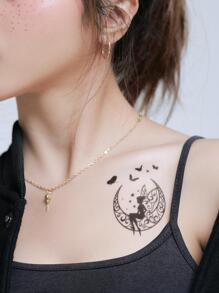 1入組黑蝴蝶、彎月、小精靈、流蘇花紋指、腕和身體其他小區域的紋身貼紙 - 黑色 - 查看 3