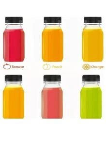 1入組透明方形塑膠瓶適用於果汁和飲料 - 無色 - 查看 3