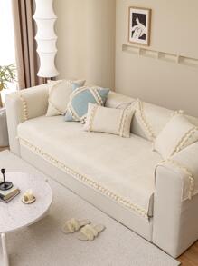 1入組通用四流蘇沙發墊,現代簡約風格防滑長沙發地墊,合適的適用於L形和沙發 - 白色 - 查看 2