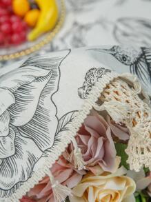 1pc Modern Style Polyester Fiber Picnic Mat With Tassel And Bird Sketch Pattern, Suitable For Camping, Outdoor Activities, Park, Photography, Four Seasons - Multicolor - View 6