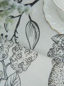 1pc Modern Style Polyester Fiber Picnic Mat With Tassel And Bird Sketch Pattern, Suitable For Camping, Outdoor Activities, Park, Photography, Four Seasons - Multicolor - View 8