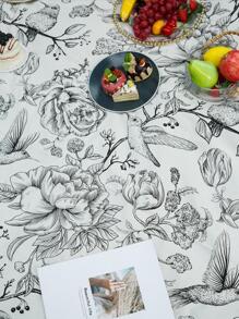 1pc Modern Style Polyester Fiber Picnic Mat With Tassel And Bird Sketch Pattern, Suitable For Camping, Outdoor Activities, Park, Photography, Four Seasons - Multicolor - View 7