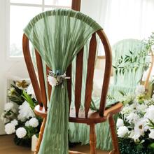 1pc Cheesecloth Table Runner Sage Green, Boho Style Long Gauze Romantic Table Runner For Wedding Reception Bridal Shower Baby Shower Holiday Thanksgiving Birthday Party Table Dining Room Dresser Decor, Mother's Day Decor, Home Decor, Scene Decor - Green - View 3