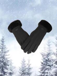 Găng tay lót lông 1 đôi dễ thương giữ ấm - màu đen - Xem 1