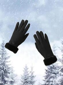 Găng tay lót lông 1 đôi dễ thương giữ ấm - màu đen - Xem 2