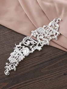 Băng đô cài tóc cô dâu trang trí Rhinestone - Bạc - Xem 3