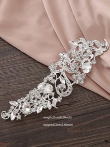 Băng đô cài tóc cô dâu trang trí Rhinestone - Bạc - Xem 4