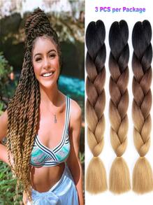 3入組大號辮子合成頭髮24英寸頭髮編織接發辮子盒形編織頭髮合成頭髮編成辮子，黑色到棕色到淺棕色 - 漸層 - 查看 1