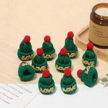 10 Piezas Broches De Pelo Con Mini Sombrero De Navidad Creativo Y Pompones - Verde - Ver 9