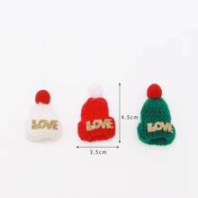 10 Piezas Broches De Pelo Con Mini Sombrero De Navidad Creativo Y Pompones - Verde - Ver 2