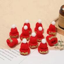 10 Piezas Broches De Pelo Con Mini Sombrero De Navidad Creativo Y Pompones - Verde - Ver 8
