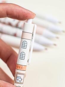 6pcs Japanese Stationery Cartoon Cow Neutral Black Ink Ballpoint Pens For Students And Office Workers, Randomly Sent By Yi Mu Xian Sheng And Moka - Multicolor - View 6