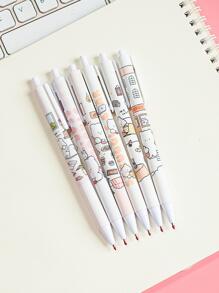 6pcs Japanese Stationery Cartoon Cow Neutral Black Ink Ballpoint Pens For Students And Office Workers, Randomly Sent By Yi Mu Xian Sheng And Moka - Multicolor - View 2