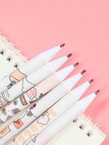 6pcs Japanese Stationery Cartoon Cow Neutral Black Ink Ballpoint Pens For Students And Office Workers, Randomly Sent By Yi Mu Xian Sheng And Moka - Multicolor - View 3