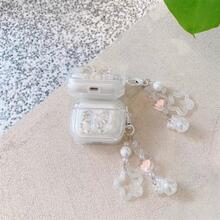 全息蝴蝶结星形吊饰，兼容 Apple Airpods 无线耳机盒（不带耳机） - 白色 - 查看 6