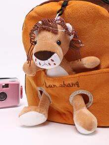 Niños Bolsa creativa con bordado de letra con dibujos animados león adorno franela dulce - Amarillo - Ver 2