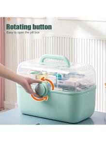 藥品收納盒收納急救箱收納盒3塑膠大容量便攜家庭緊急情況藥盒 - 綠色 - 查看 3