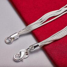 925 Sterling Silver Plated Five Solid Heart Snake Chain Bracelet Jewelry - Silver - View 5