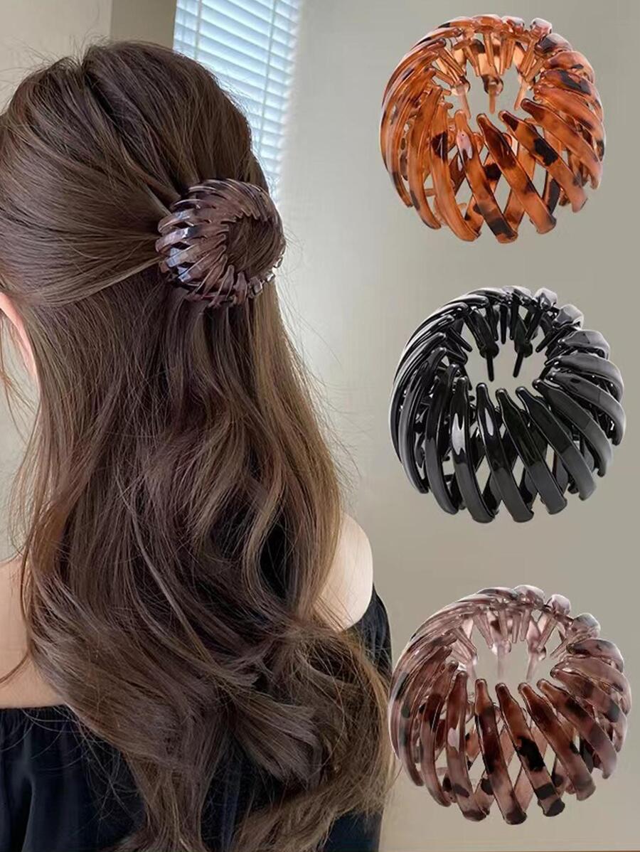 3入組韓國風格鳥巢髮髻造型器，適用於半扎、馬尾和髮型造型等休閒場合