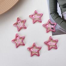 6 cái Kẹp tóc thiết kế ngôi sao cho bé gái để trang trí tóc - Màu Hồng Tươi - Xem 4
