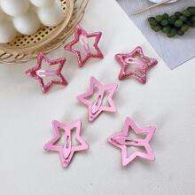 6 cái Kẹp tóc thiết kế ngôi sao cho bé gái để trang trí tóc - Màu Hồng Tươi - Xem 3