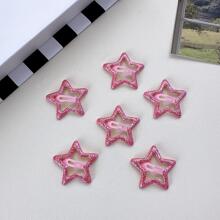 6 cái Kẹp tóc thiết kế ngôi sao cho bé gái để trang trí tóc - Màu Hồng Tươi - Xem 6