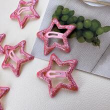 6 cái Kẹp tóc thiết kế ngôi sao cho bé gái để trang trí tóc - Màu Hồng Tươi - Xem 7
