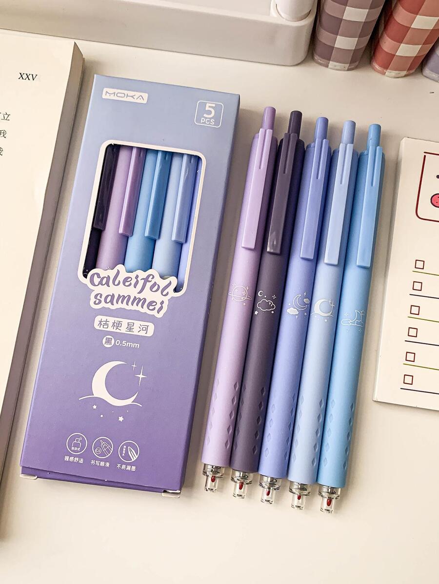 MOKA 5 cái/bộ bút gel hoạt hình - Màu xanh ngọc - Xem 1