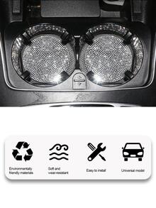 2pcs Rhinestone Decor Anti-slip Car Coaster - Silver - View 5
