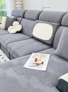 1入組提花沙發套客廳3D立體彈性沙發套 - 深灰色 - 查看 3