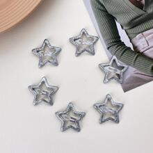 6pcs Girls Star Design Snap Clip For Hair Decoration - Silver - View 4