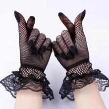 Găng Tay Lưới Hình Bướm Thời Trang Và Đa Năng Thắt Nút Ren Rỗng Cho Nữ Để Sử Dụng Hàng Ngày - màu đen - Xem 5