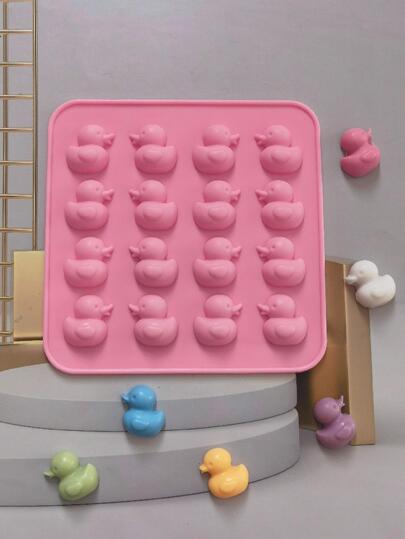 1 molde de silicona para galletas de chocolate con forma de pato de 16 cavidades