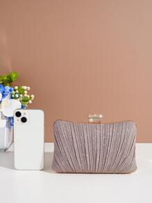 Champagne-Coloured Clutch Bag For Evening Party - Champagne - View 5