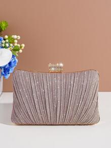 Champagne-Coloured Clutch Bag For Evening Party - Champagne - View 2