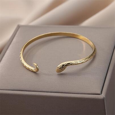 蛇形打開開口手鐲適合女士,可調節,合適的適用於日常穿著