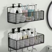 1pc Non-Trace Adhesive Storage Rack Without Drilling Bathroom Accessories - Black - View 3