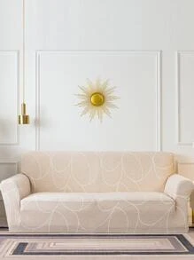 Striped Print Elastic Full Coverage Sofa Cover - Beige - View 1