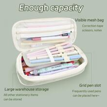 可愛大容量防水筆袋適用於學校用品 - 軍綠色 - 查看 3