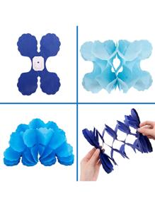 6入組四葉草花環派對藍白色飄帶紙巾紙懸掛花花環適用於冷凍派對寶寶派對裝飾用品 - 寶藍色 - 查看 5